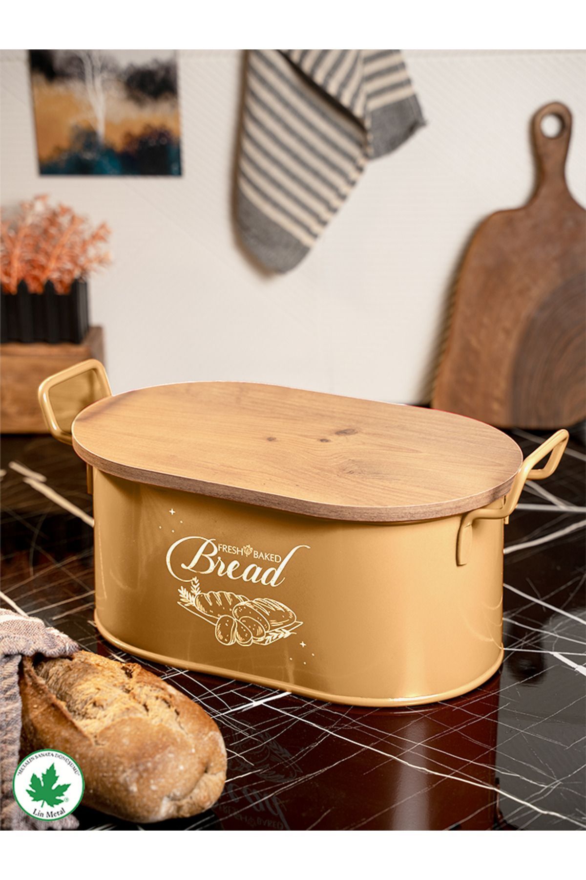 Tahta Kapaklı Metal Ekmeklik, Ahşap Kapaklı Ekmeklik (Bread Baskılı)