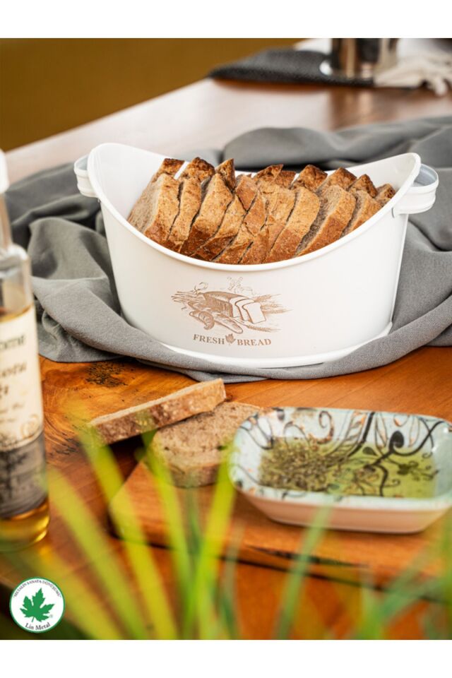 Metal Kayık Ekmeklik, Gondol Ekmeklik, Ekmek Sepeti, Sunumluk (Fresh Bread Baskılı)
