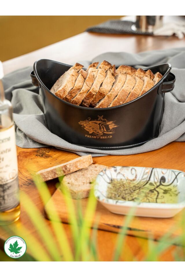 Metal Kayık Ekmeklik, Gondol Ekmeklik, Ekmek Sepeti, Sunumluk (Fresh Bread Baskılı)
