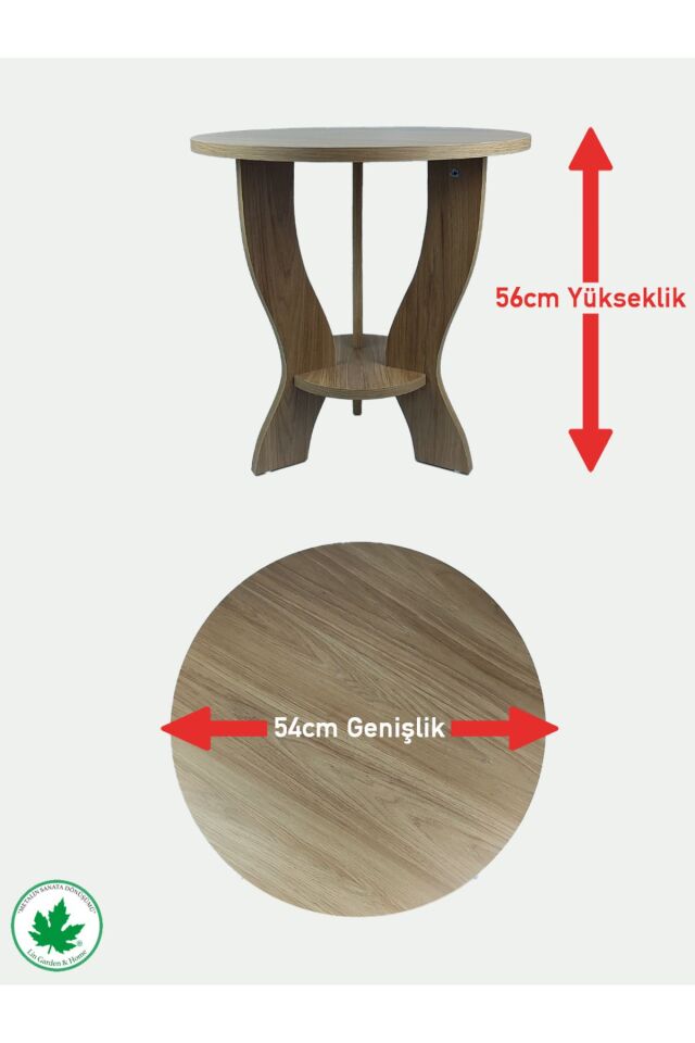 Ahşap Yuvarlak Yan Sehpa, Dekoratif Sehpa, Portatif Sehpa, Demonte Sehpa Ahşap