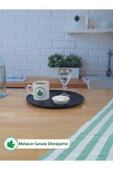 21cm 4'lü Set Kahve, Su, İkramlık 3 Bölmeli Sunum Tepsisi, Sunumluk, Kahve, Çay Tepsisi
