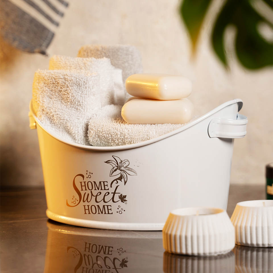 Kayık Metal Banyo Organizeri (Home Sweet Home Baskılı)