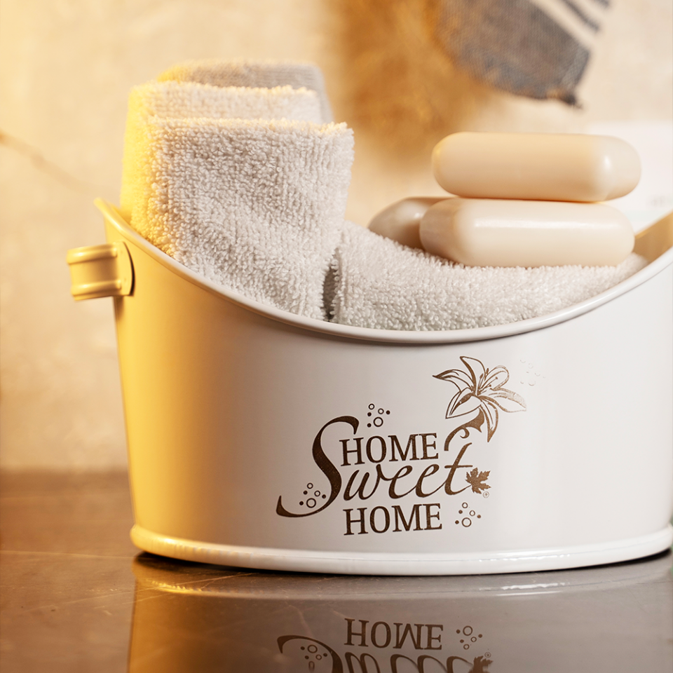 Kayık Metal Banyo Organizeri (Home Sweet Home Baskılı)