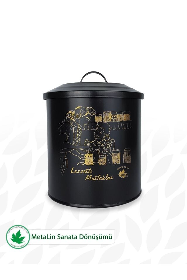 Metal Kapaklı Saklama Kabı Erzak Kabı Organizer Kutu (Anne Kız Lezzetli Mutfaklar Baskılı)