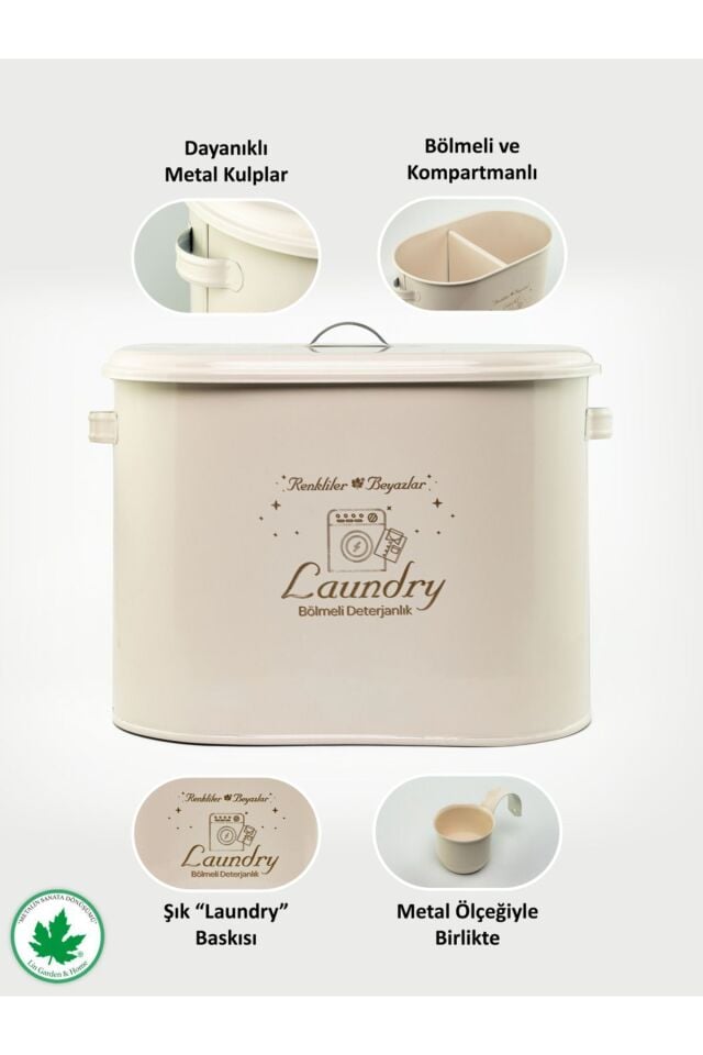 Bölmeli Metal Kapaklı Ölçekli Deterjanlık, Toz Deterjanlık, Banyo Deterjanlık, (laundry Baskılı)