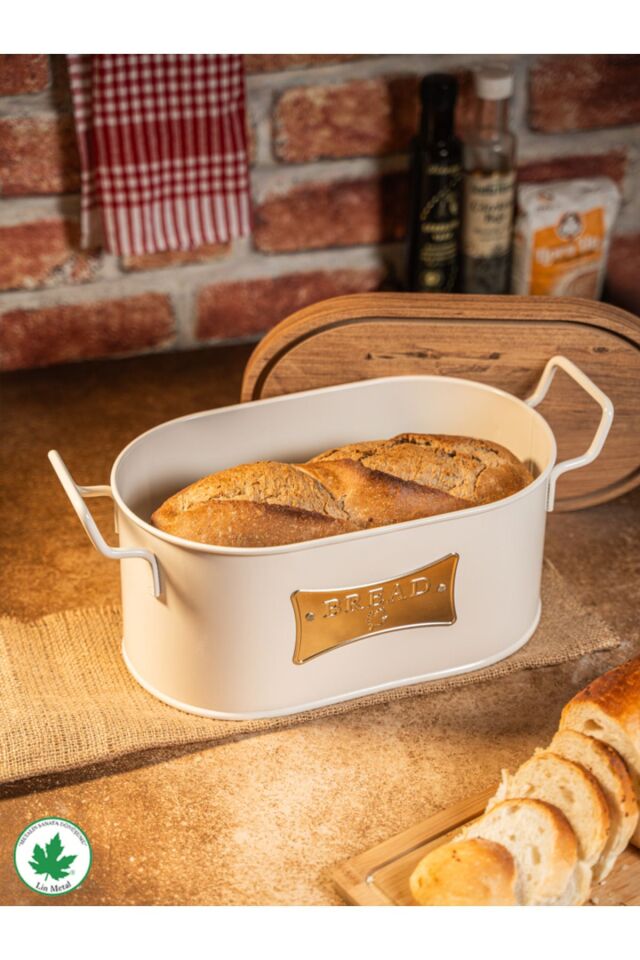 Ahşap Kapaklı Tel Kulplu Metal Ekmeklik (bread plakalı)