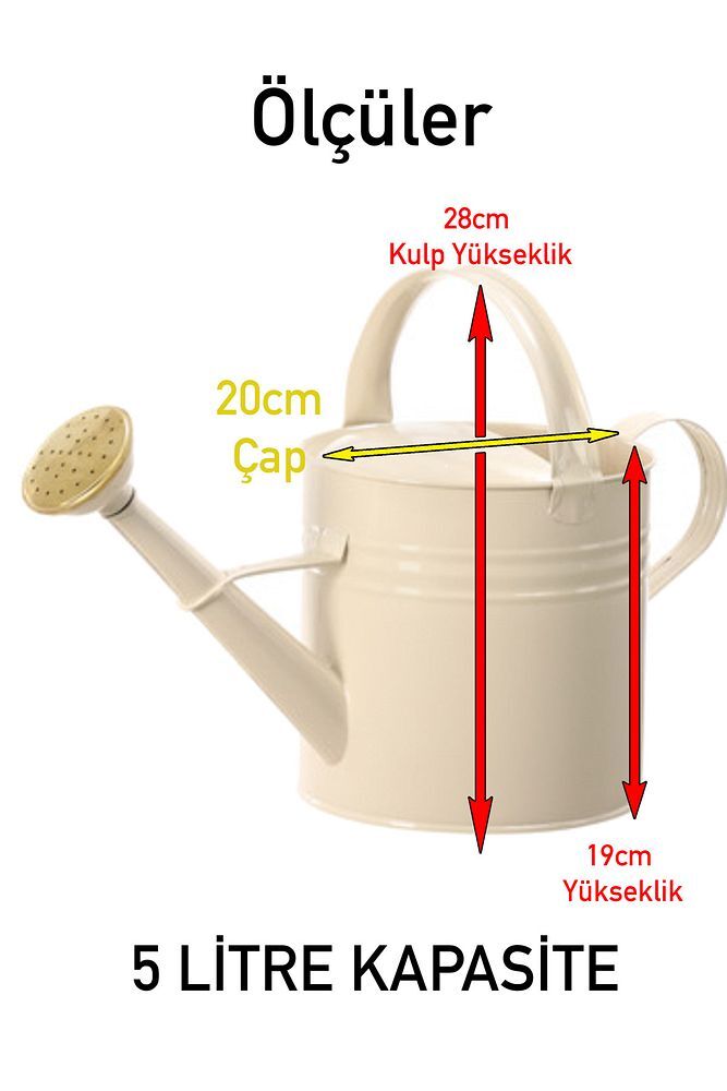 Fritilya 5 Litre Metal Sulama Kabı, Galvaniz Bitki Sulama Kabı Metal Orta Boy Sulak Yeşil