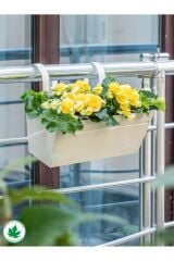 Peoni Askılı Balkon Saksılık, Köşeli Balkon Saksı, Saksılık Krem - Tek Ebat