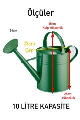 Fritilya 10 Litre Metal Sulama Kabı, Galvaniz Bitki Sulama Kabı Metal Büyük Boy Sulak