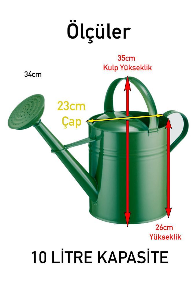 Fritilya 10 Litre Metal Sulama Kabı, Galvaniz Bitki Sulama Kabı Metal Büyük Boy Sulak