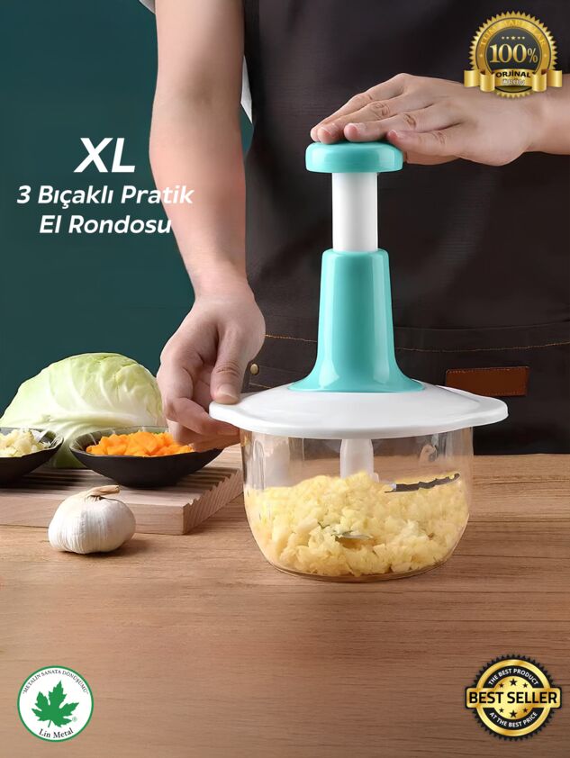 Bas Kes Xl Pratik El Robotu 1500ml Yeni Nesil Doğrayıcı, Büyük El Rondosu , Pratik Rondo