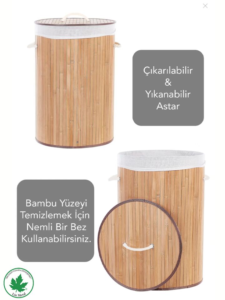 El Yapımı Bambu Yuvarlak Çamaşır Sepet, Hasır Kirli Sepeti STD Katlanır Bambu Yuvarlak Çamaşır Sepeti Klasik