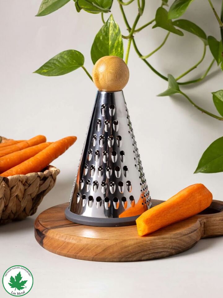 Silikon Tabanlı Lüks Konik RENDE 20 Cm Bambu Topuzlu Kaydırmaz 3 Bıçaklı