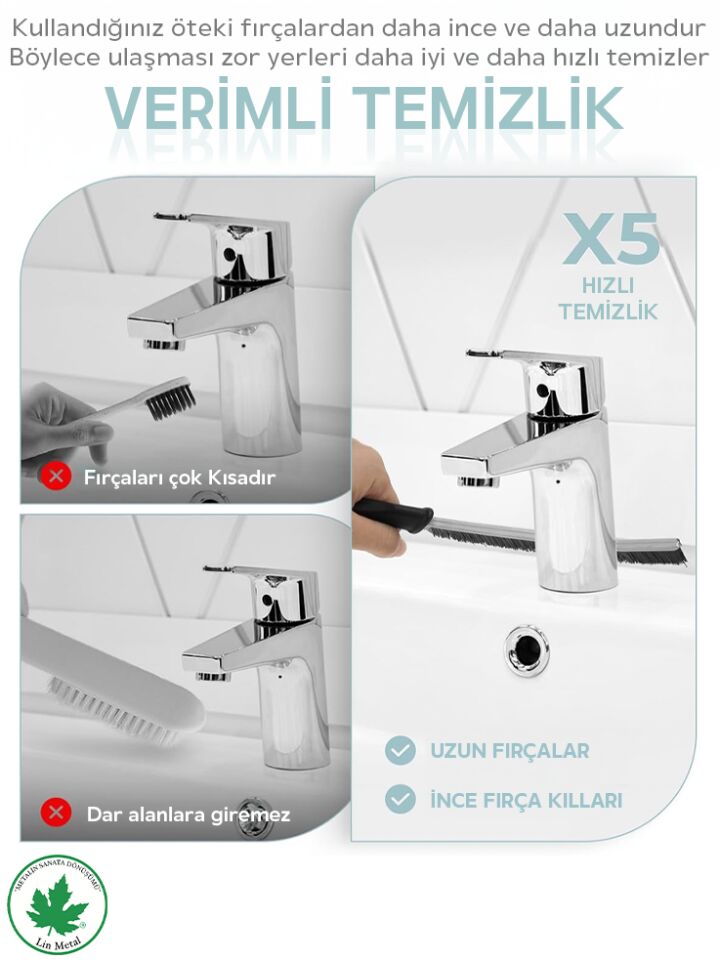 Çok Amaçlı Multi İnce Temizlik Fırçası Derz Arası Banyo Mutfak Lavabo Detay Temizleme Fırçası 2 ADET