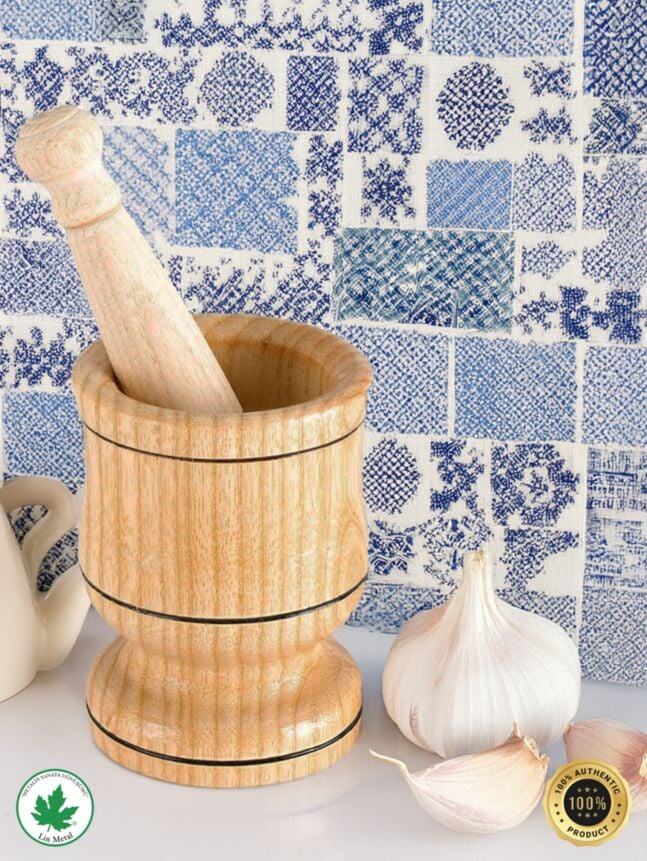 Ahşap Havan Sarımsak Döveceği Büyük Boy 12 Cm, 7 Diş Sarımsak Kapasite, Hakiki Ahşap Ezici