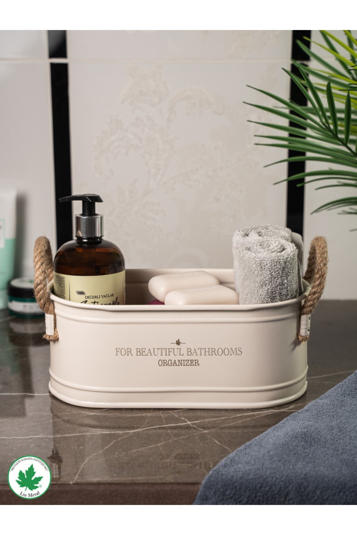 İp Kulplu Baton Metal Banyo Düzenleyici, Banyo Organizeri (For Beautiful Bathrooms Organizer Baskı)