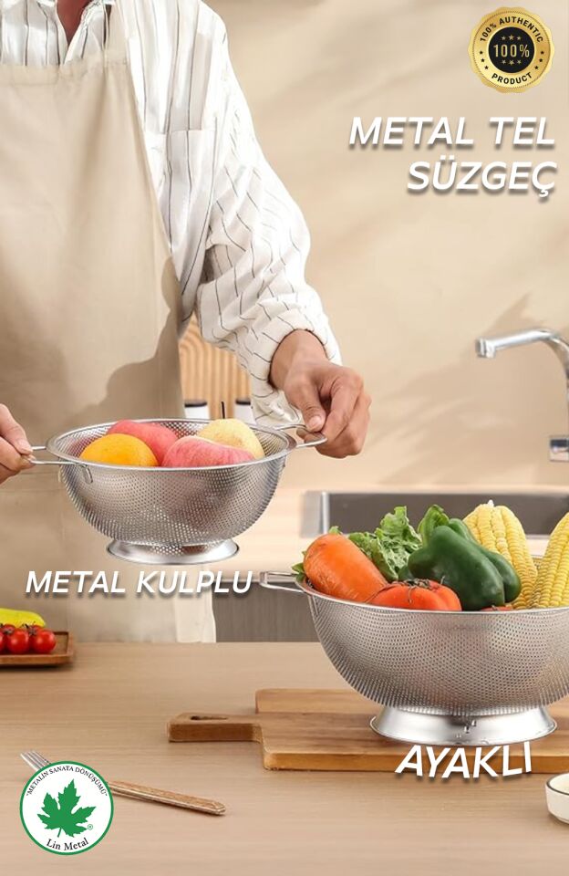 Metal Süzgeç 25 cm Paslanmaz Çelik