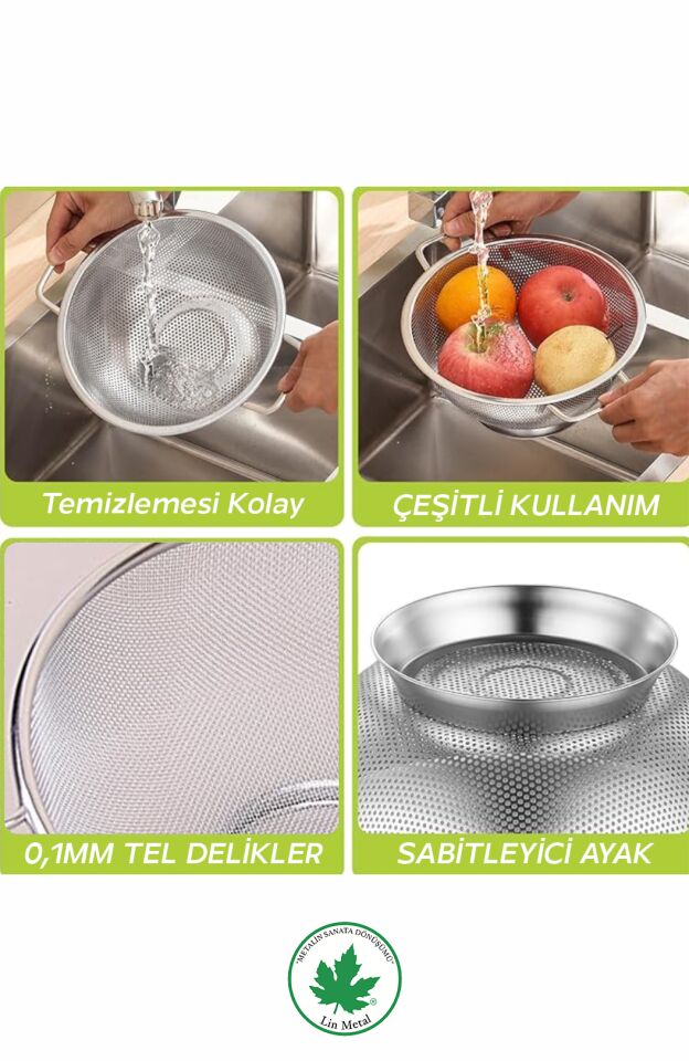 Metal Süzgeç 25 cm Paslanmaz Çelik