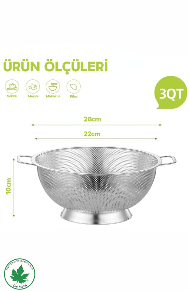 Metal Süzgeç 25 cm Paslanmaz Çelik