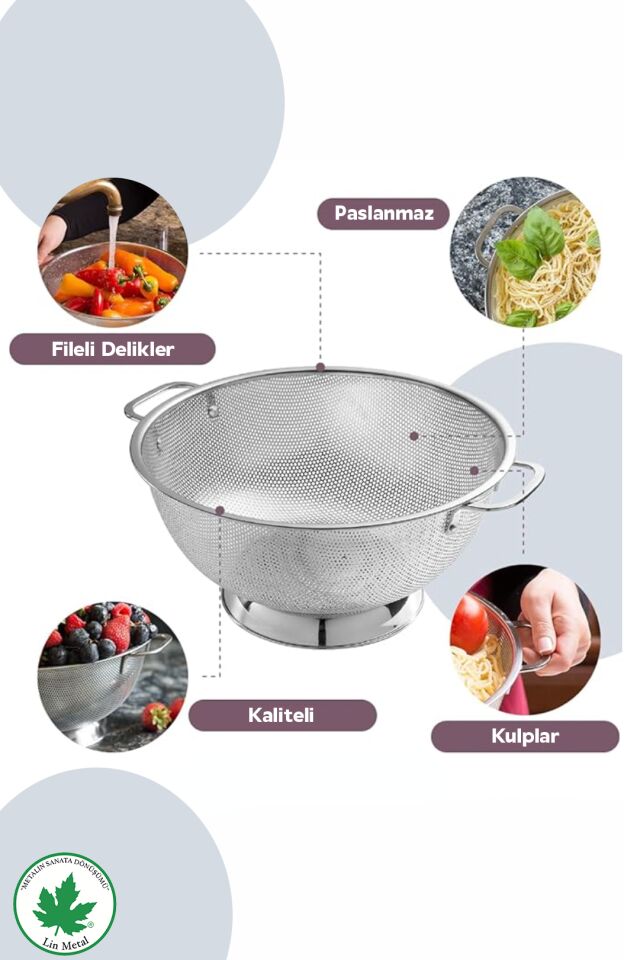 Metal Süzgeç 25 cm Paslanmaz Çelik