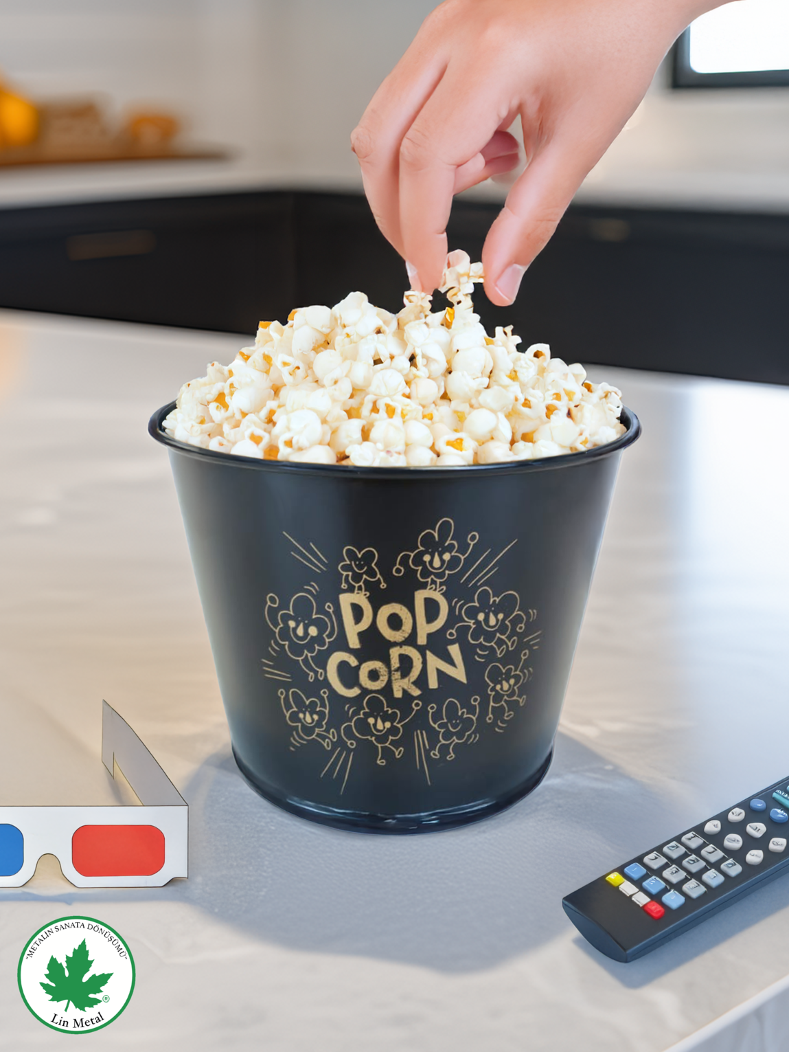Metal Mısır Kovası - Popcorn Kovası