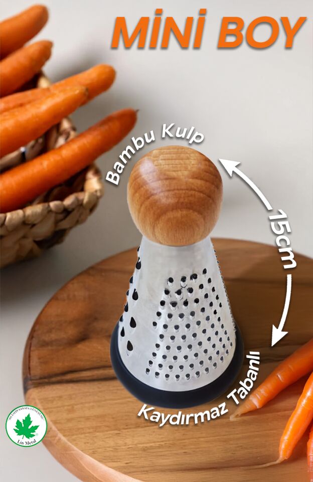 Silikon Tabanlı Lüks Konik RENDE 15 cm Bambu Topuzlu Kaydırmaz 3 Bıçaklı