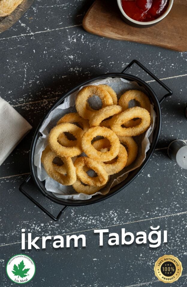 Azalea İkram Tabağı / Tepsisi Tel Kulplu