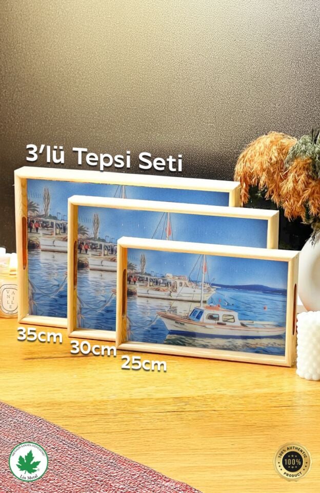 Tahta tepsiler 3'lü Set