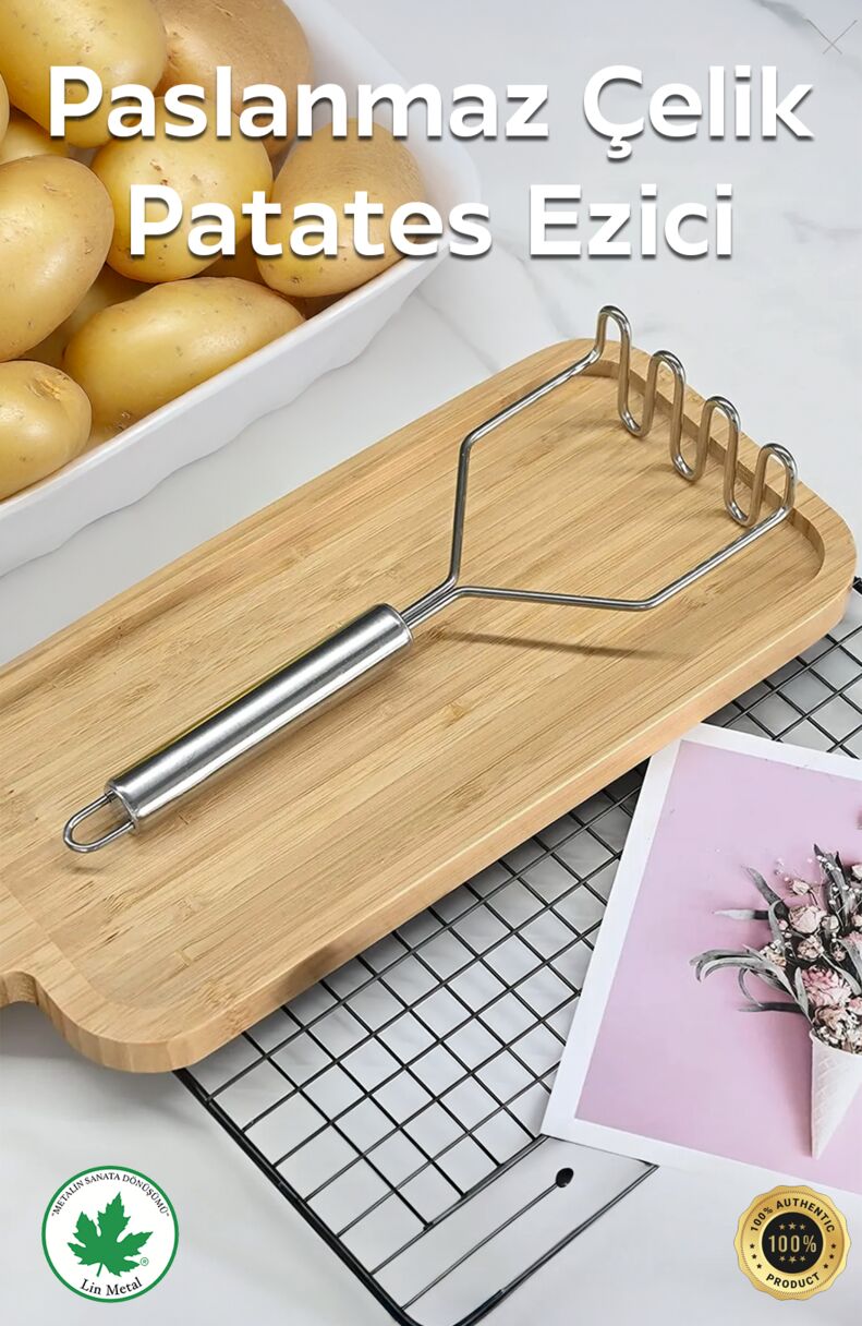 Pratik 24 cm Lüks Paslanmaz Metal Patates Ezici | Patates Ezici Püre Yapıcı