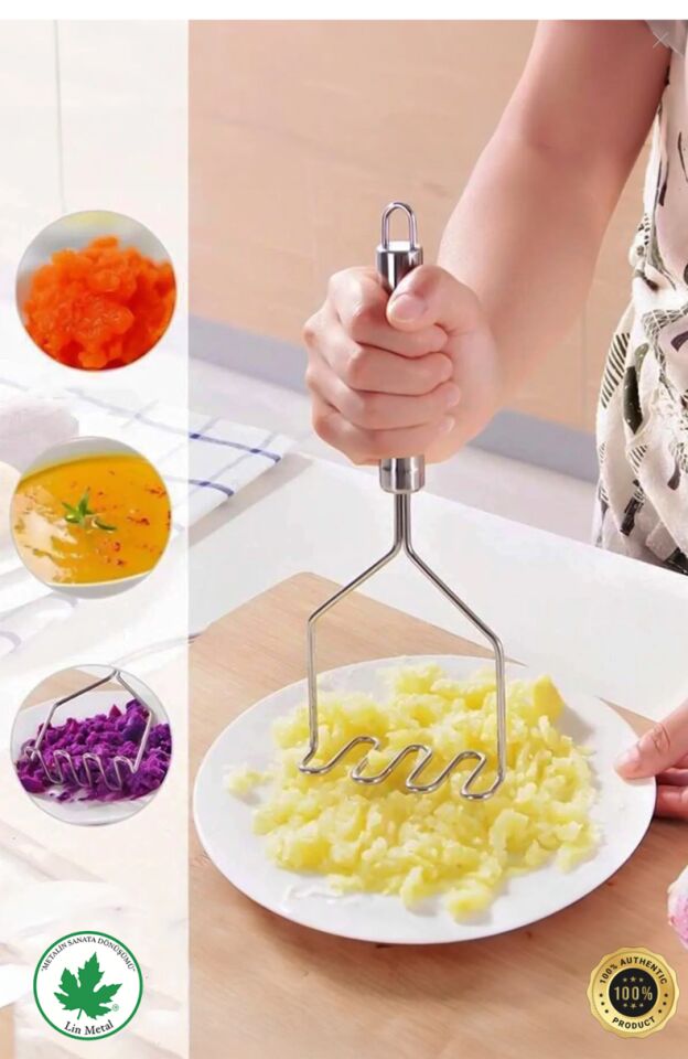 Pratik 24 cm Lüks Paslanmaz Metal Patates Ezici | Patates Ezici Püre Yapıcı
