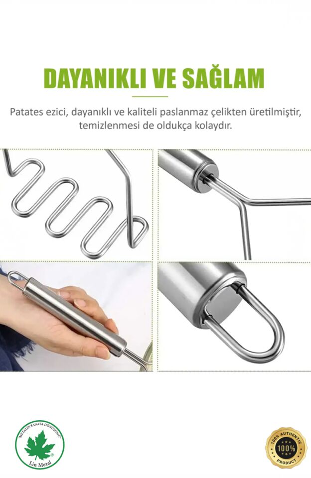 Pratik 24 cm Lüks Paslanmaz Metal Patates Ezici | Patates Ezici Püre Yapıcı